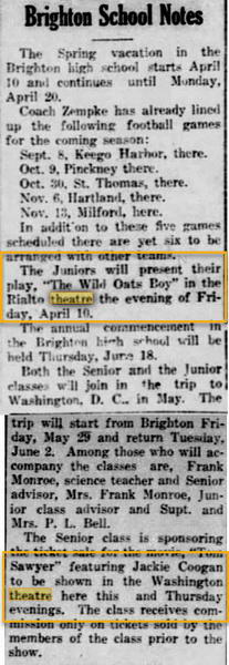 Rialto Theatre - 25 Mar 1931 Proving Rialto And Washington Were Separate